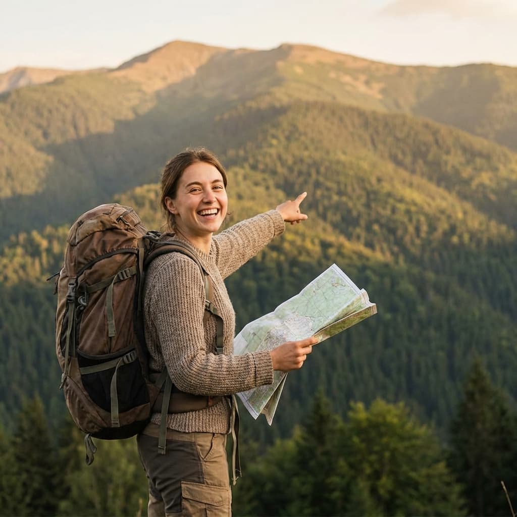 Happy traveler in nature
